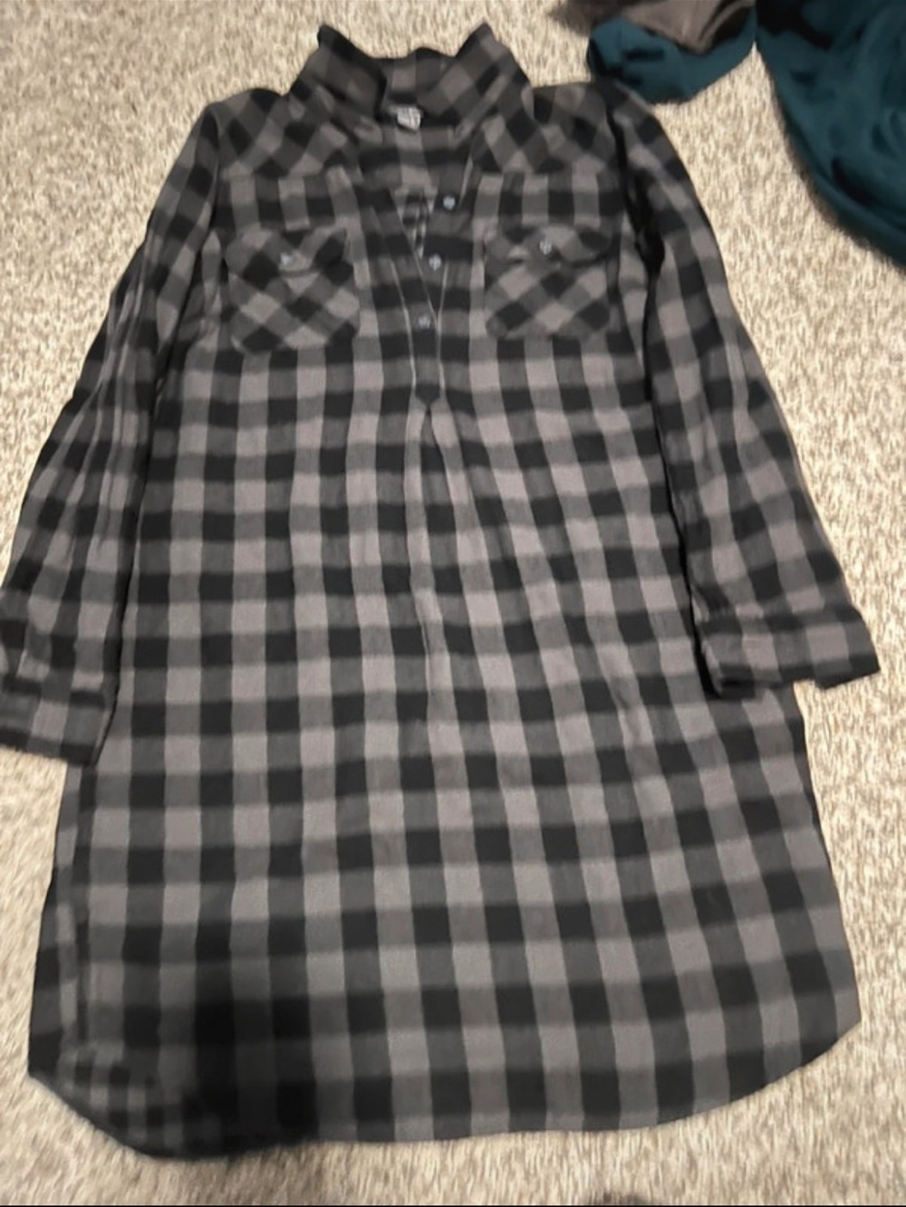 Eddie Bauer Black and Gray Plaid Shirt dress
